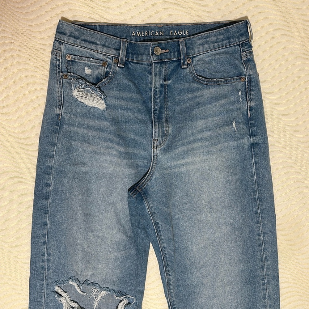 American Eagle Stretch Ripped Highest Rise Baggy Straight Jean